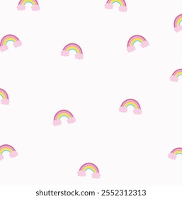 Rainbow Seamless Pattern with Pink Background