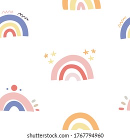 Rainbow seamless pattern for print in scandinavian style