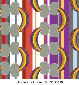 Rainbow seamless pattern. Rainbows design for textile, interior design, linens, etc. Cute abstract kids background.
