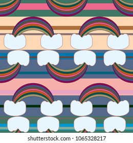 Rainbow seamless pattern. Rainbows design for textile, interior design, linens, etc. Cute abstract kids background.