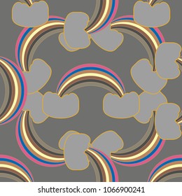 Rainbow seamless pattern. Rainbows design for textile, interior design, linens, etc. Cute abstract kids background.