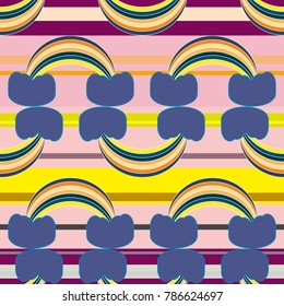 Rainbow seamless pattern. Rainbows design for textile, interior design, linens, etc. Cute abstract kids background.