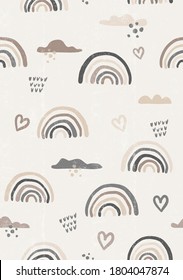 Arco-íris padrão sem costura vintage impressão boho minimalista impressão parede arte geométrica abstrata impressão boêmio arte, vetor
