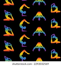 Rainbow seamless pattern from yoga position.