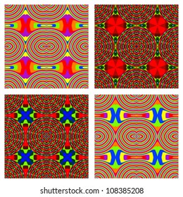 rainbow seamless patterns, abstract textures; vector art illustration; image contains transparency