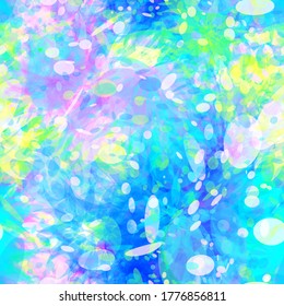 Rainbow seamless texture with bubbles. Glowing effect. Abstract vector background for web page, banners backdrop, fabric, home decor, wrapping