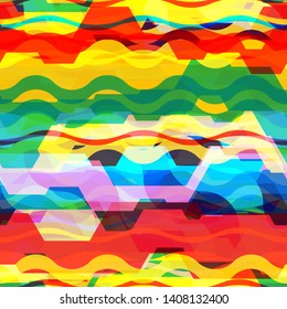 Rainbow seamless texture from geometric shapes. Abstract vector background for web page, banners backdrop, fabric, home decor, wrapping