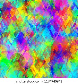 Rainbow seamless texture from rhombus and circles. Abstract vector background for web page, banners backdrop, fabric, home decor, wrapping