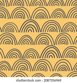 Rainbow seamless vector pattern. Abstract hand drawn background.