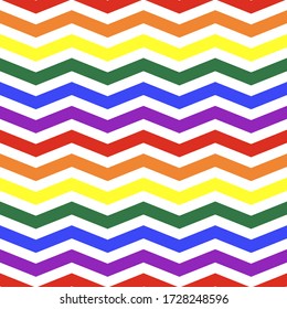 Rainbow seamless zigzag pattern, vector illustration. Chevron zigzag pattern with colorful lines. Lgbt rainbow geometric background