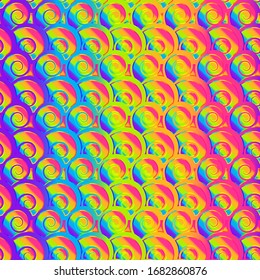 Rainbow seashells vector seamless pattern.
