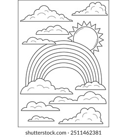 rainbow season coloring book page for kids and adults creative coloring mindful relaxation activity