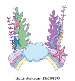 rainbow with seaweed undersea scene