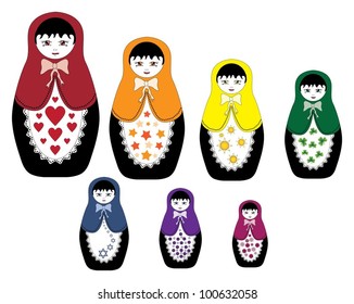 Rainbow series of babushka / matryoshka dolls