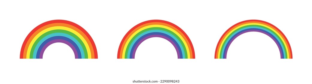 Rainbow set different width isolated on white background. Vector