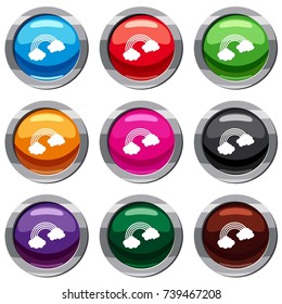 Rainbow set icon isolated on white. 9 icon collection vector illustration