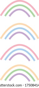 rainbow set in vector flat style, gentle pastel cute collection