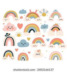 rainbow set. Vector illustration in scandinavian style.