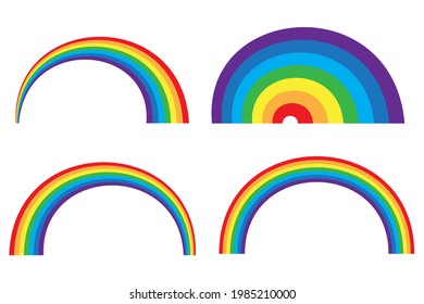 rainbow set in vintage style. Summer icon. Pastel color. Vector illustration. EPS 10.