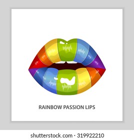 Rainbow sexy shining passion lips, lipstick,erotic open mouth