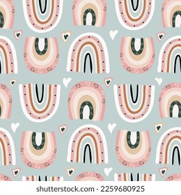 Tonos de arcoiris beige. Patrón sin fisuras de estilo boho. Ilustración vectorial.