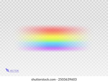 Rainbow Shape arch realistic isolated on transparent background. Colorful light and bright design element. Symbol of rain, sky, clear, nature. Graphic object Vector format