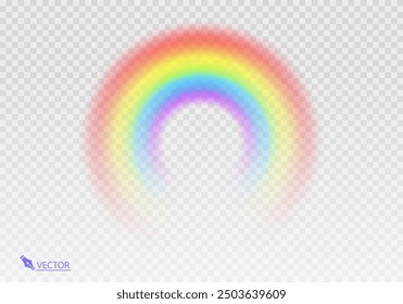 Rainbow Shape arch realistic isolated on transparent background. Colorful light and bright design element. Symbol of rain, sky, clear, nature. Graphic object Vector format