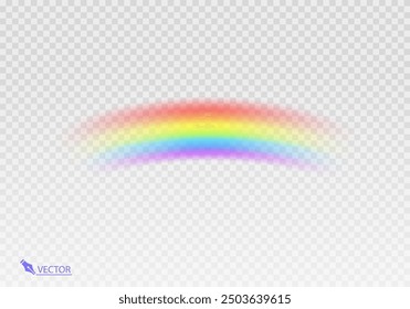 Arco iris Forma arco realista aislado sobre fondo transparente. Luz colorida y elemento de diseño brillante. Símbolo de lluvia, cielo, claro, naturaleza. Formato de Vector de objetos gráficos