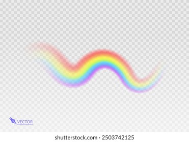 Rainbow Shape arch realistic isolated on transparent background. Colorful light and bright design element. Symbol of rain, sky, clear, nature. Graphic object Vector format