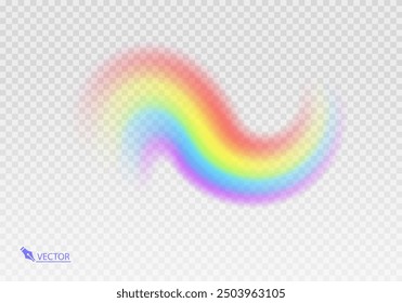 Rainbow Shape arch realistic isolated on transparent background. Colorful light and bright design element. Symbol of rain, sky, clear, nature. Realistic Vector illustration
