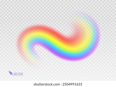 Rainbow Shape arch realistic isolated on transparent background. Colorful light and bright design element. Symbol of rain, sky, clear, nature. Vector illustration