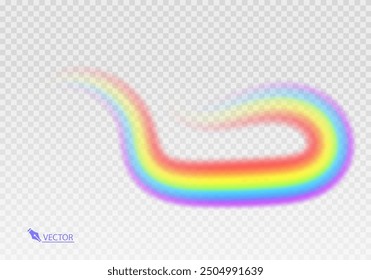 Rainbow Shape arch realistic isolated on transparent background. Colorful light and bright design element. Symbol of rain, sky, clear, nature. Vector illustration