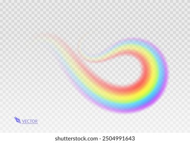 Rainbow Shape arch realistic isolated on transparent background. Colorful light and bright design element. Symbol of rain, sky, clear, nature. Vector illustration