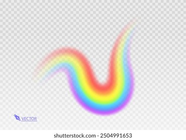 Rainbow Shape arch realistic isolated on transparent background. Colorful light and bright design element. Symbol of rain, sky, clear, nature. Vector illustration