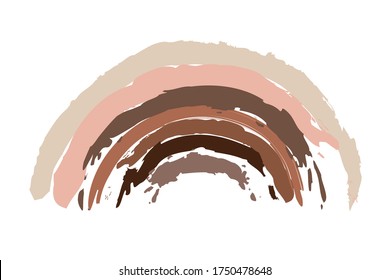 Rainbow Shape In Different Races Skin Colors On White Background. Different Races Equality, Interracial Community Unity. Black Lives Matter. Modern Vector In Flat Style. Pride Month