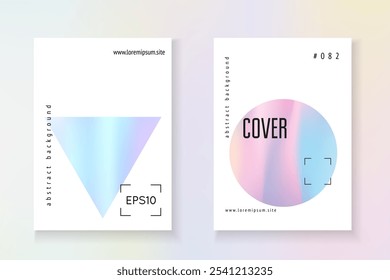 Forma de arco iris. Plantilla de prisma aislada. Efecto Memphis. Concepto gráfico. Líquido mínimo. Presentación del Espectro. Etiqueta Minimalista Azul. Forma de arco iris rosa