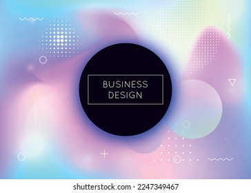 Rainbow Shape. Minimal Design. Shiny Pearlescent Composition. Blue Tech Fluid. Round Banner. Vibrant Dots. Summer Flyer. Geometric Presentation. Purple Rainbow Shape