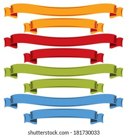 Rainbow shaped ribbons on white background. 