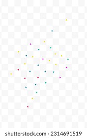 Rainbow Shapes Decoration Vector Transparent Background. Independence Elements Design. Top Geometric Background. Falling Confetti Effect Card.