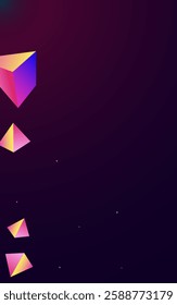 Rainbow Shards Vector Dark Violet Background. Digital Minimal Stone Magazine. Magical Modern Geometric Cover. Gradient Shapes Business Poster.