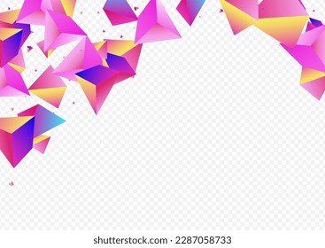 Rainbow Shards Vector Transparent Background. Holographic Modern Jewel Flyer. Gradient Business Geometric Banner. Unicorn Pyramid Abstract Poster.