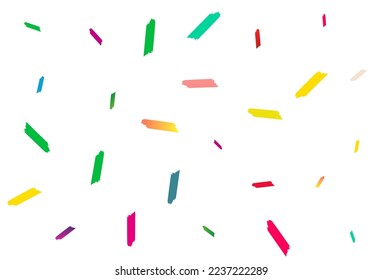 Rainbow Shavings Carnival Vector White Background. Invitation Dust Illustration. Carnaval Brush Banner. Happy Confetti Festive Pattern.