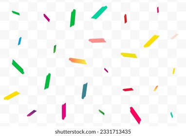 Rainbow Shavings Dekoration Vektortransparenter Hintergrund. Carnaval Smear-Tapete. Top-Staubstruktur. Farbkonfetti festliches Design.
