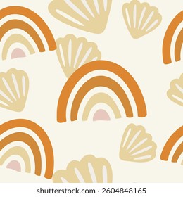  Rainbow and Shells Seamless Pattern design