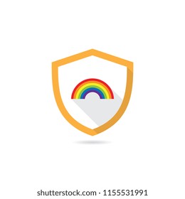 Rainbow Shield Vector Icon With Long Shadow