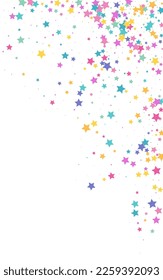 Rainbow Shimmer Vector White Background Space Border. Blast Christmas Glow Illustration. Starry Vector White Background Template. Color Festive Universe Wallpaper.