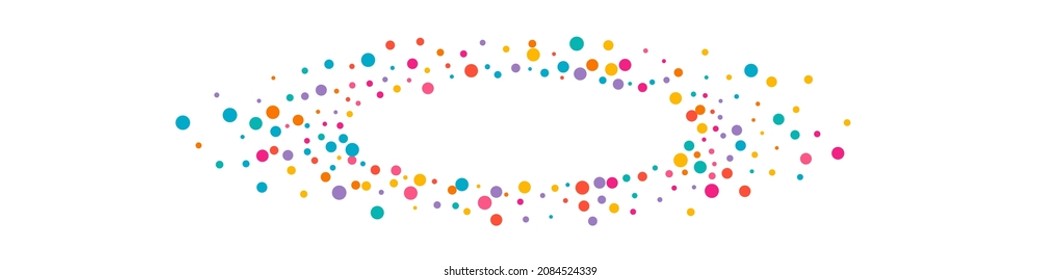 Rainbow Shine Effect Vector Panoramic Background. Invitation Rain Design. Abstract Round Background. Multicolored Confetti Decoration Pattern.