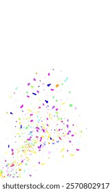 Rainbow Shine Falling Vector White Background. Cheerful Flying Confetti Invitation. Acid Dust Happy Illustration. Intense Polka Fun Design.