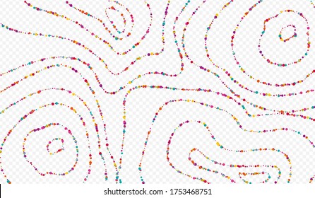 Rainbow Shine FallingFestive Transparent Background. Hologram Happy Dot Pattern. Carnaval Design. Unicorn Festival Texture.