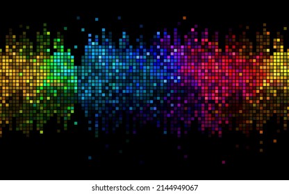 Rainbow shining digital equalizer on black background. vector illustration.